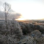 初日の出と霧氷