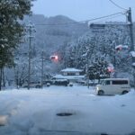 冬の須坂温泉前
